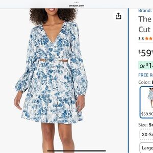 Chic Blue Floral Long Sleeve Dress